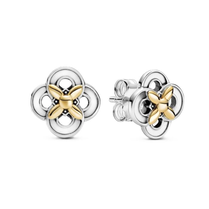 Pendientes Mujer Pandora TWO-TONE FLOWER Plata de ley 925