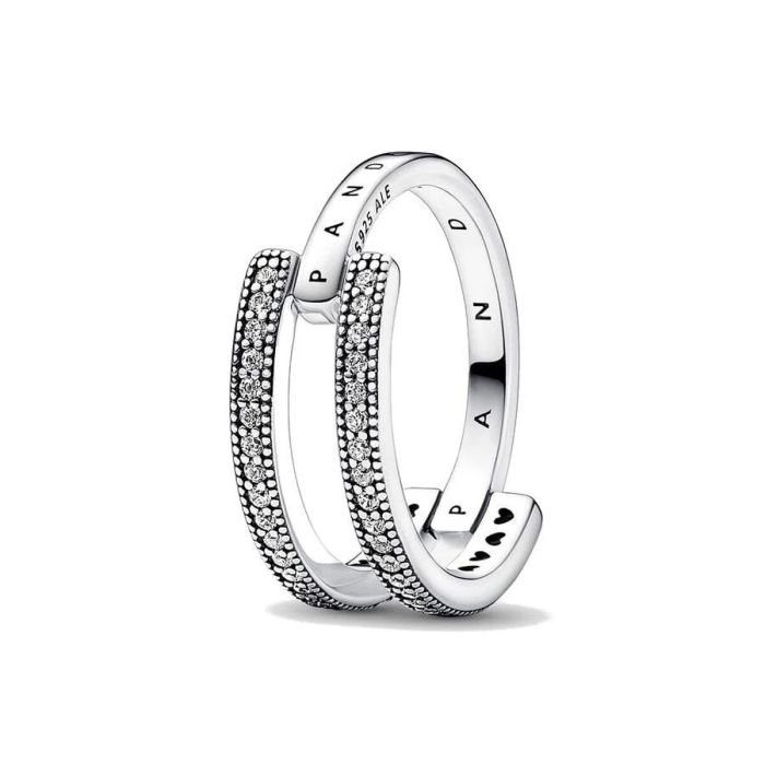 Anillo Mujer Pandora SIGNATURE LOGO & PAVE DOUBLE BAND - RING - SIZE 52