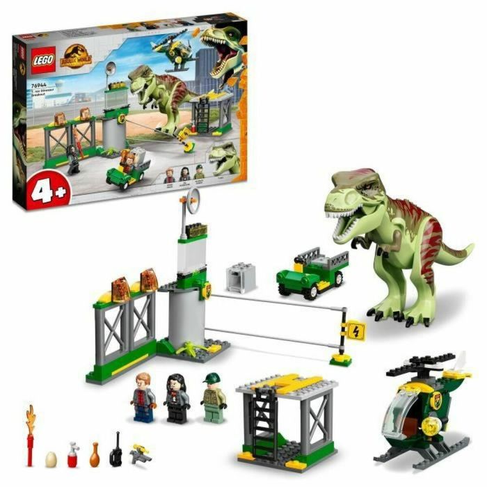 LEGO 76944 Jurassic World T. Rex Escape, Dinosaurios, Con Coche, Helicóptero y Aeropuerto, a partir de 4 años