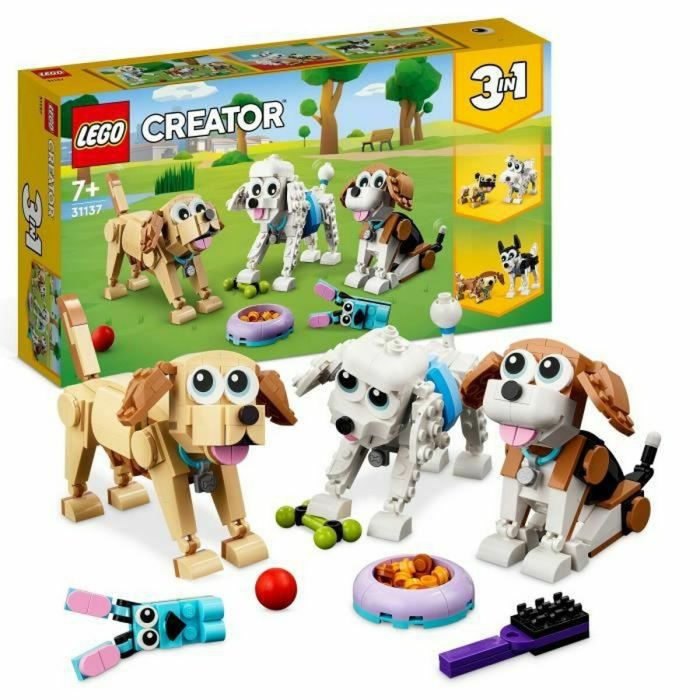 LEGO Creador 3-en-1 31137 adorables perros, figuras de teckel, carlin, caniche, hijos de los 7 años