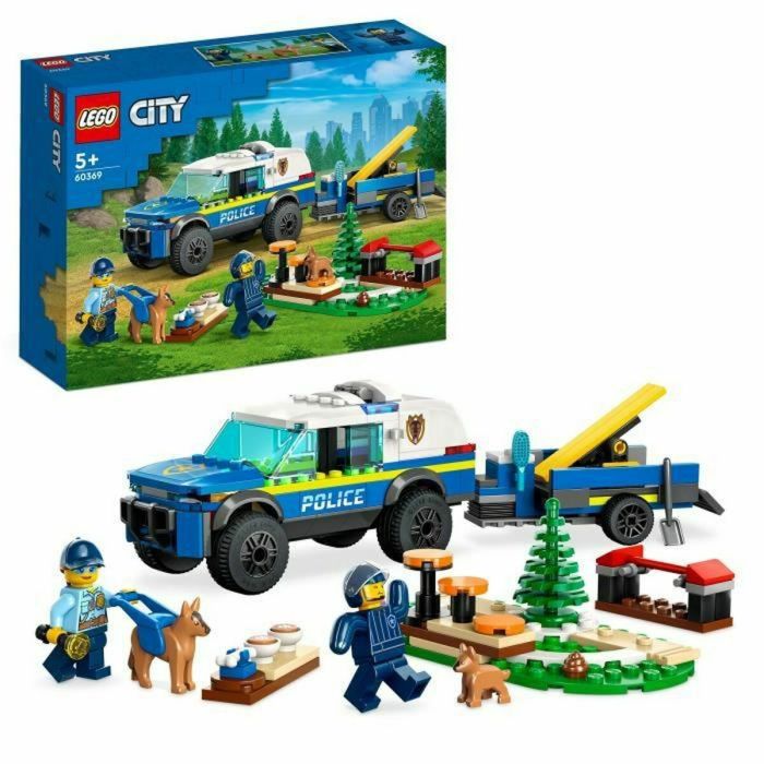 LEGO CITY POLICY 60369 Doma del perro de policía, juguete para automóvil con remolque