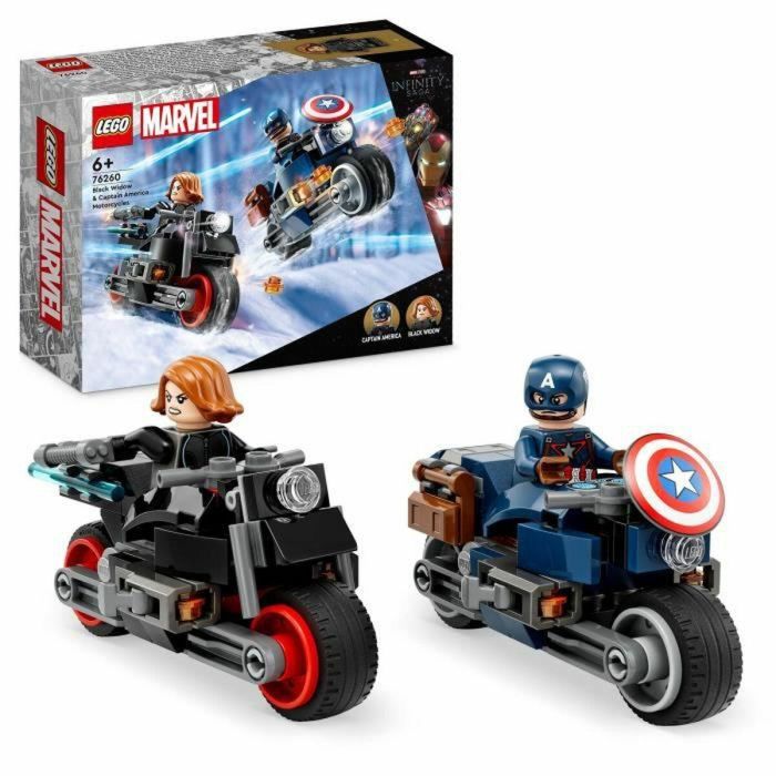 LEGO Marvel 76260 Black Widow y Captain America Motorcycles, Toy Avengers The Age of Ultron