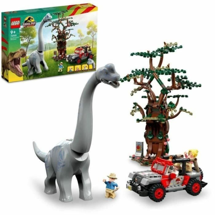 LEGO Jurassic Park 76960 Descubrimiento del Braquiosaurio, Juguete con Figura de Dinosaurio y Coche