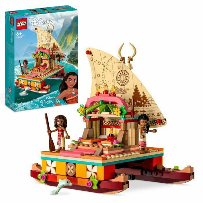 LEGO Disney Princess 43210 El barco de exploración de Vaiana, juguete con delfín, mini-poupée