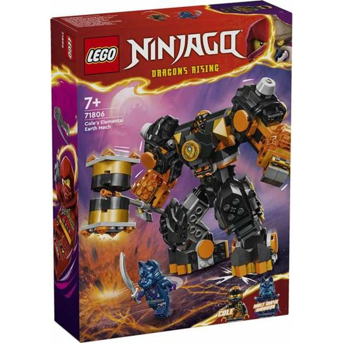 LEGO 71806 NINJAGO Robot Elemental de Cole de la Tierra, Juguete con 2 Personajes que Incluye una Minifigura de Cole, Regalo Ninja