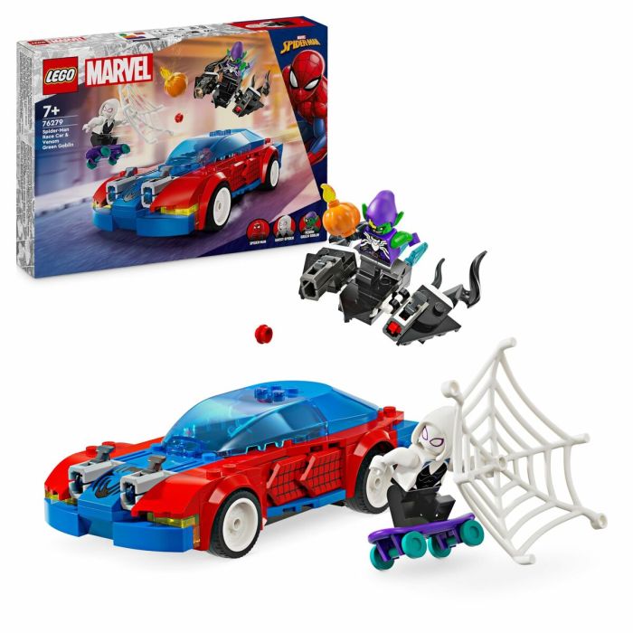 Juego de construccion coche de carreras de spider-man y duende verde venomizado lego marvel