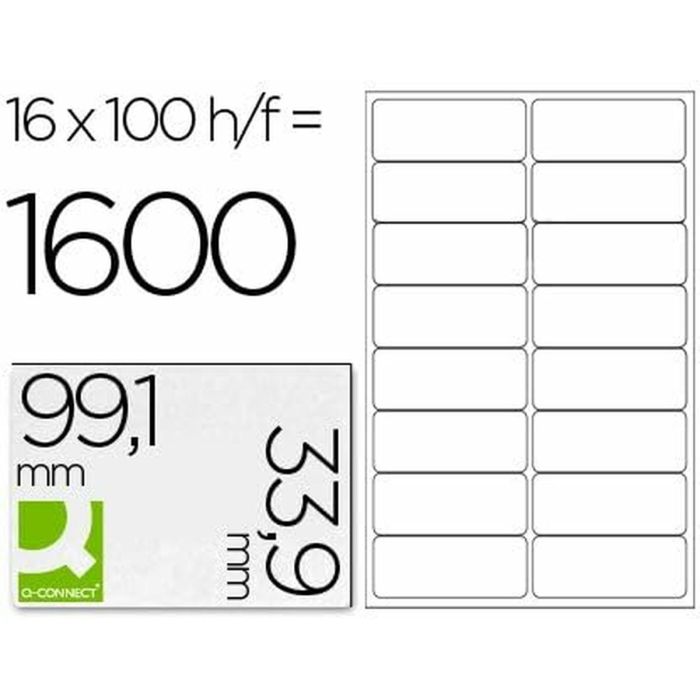 Etiquetas adhesivas Q-Connect KF01584 Blanco 100 Hojas 99,1 x 33,9 mm 1