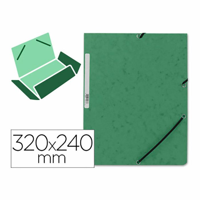 Carpeta con gomas kf02167 cartón verde con solapas din a4 q-connect