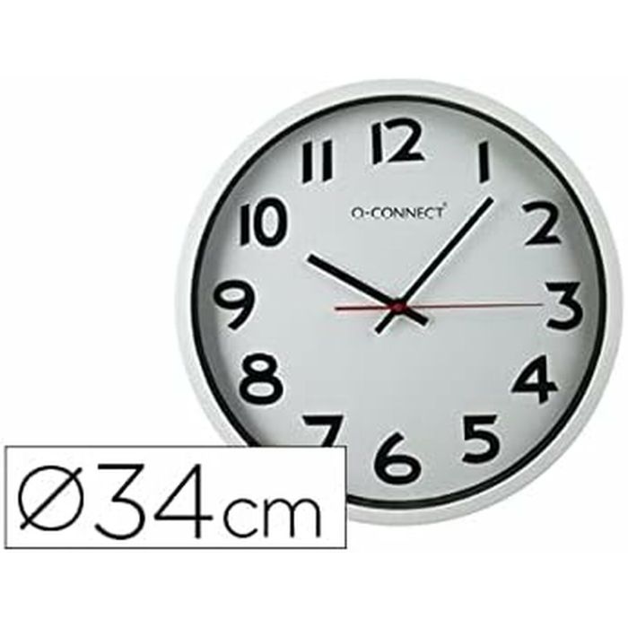 Reloj de Pared Q-Connect KF15591 Plateado Ø 34 cm Plástico 2