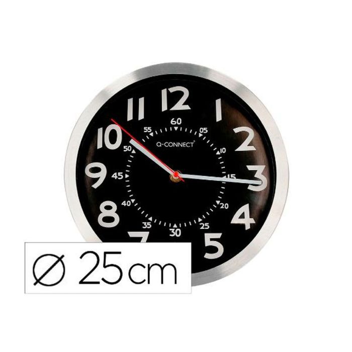Reloj de Pared Q-Connect KF16948 Negro Ø 25 cm Metal 2