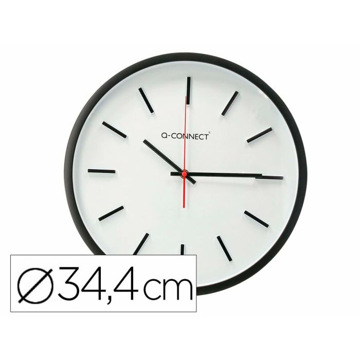 Reloj de Pared Q-Connect KF16951 Ø 34,4 cm Blanco/Negro Plástico 1