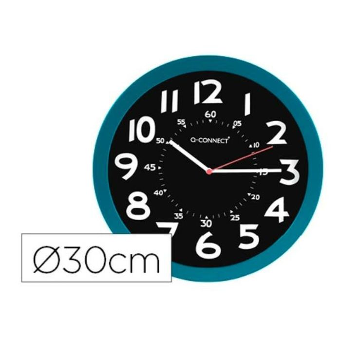 Reloj de Pared Q-Connect KF11214 Ø 30 cm Azul Aluminio Plástico Moderno 1