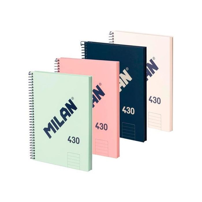 Milan Libreta Con Espiral A4 80 Hojas 95 gr Papel Blanco Serie 1918 Pack 4 Colores Surtidos