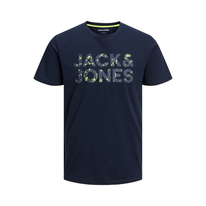 Camiseta de Manga Corta Hombre JJNEON POP TEE SS CREW Jack & Jones 12221930 Azul marino