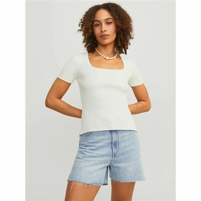 Camiseta de Manga Corta Mujer Jxsky Ss Jack & Jones Cloud Dancer Blanco Cálido 3