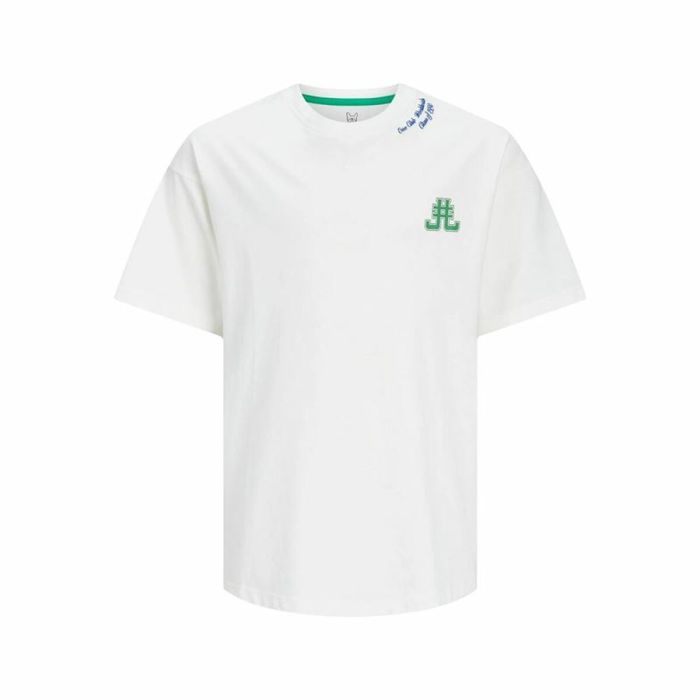 Camiseta de Manga Corta Infantil Jack & Jones Jorcole Back Print Blanco Verde 6