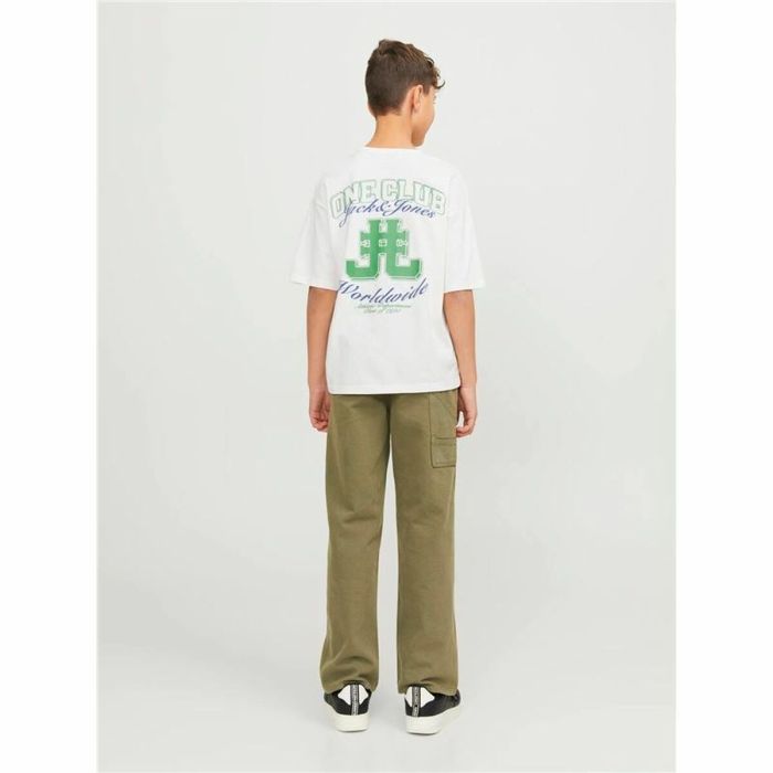 Camiseta de Manga Corta Infantil Jack & Jones Jorcole Back Print Blanco Verde 3