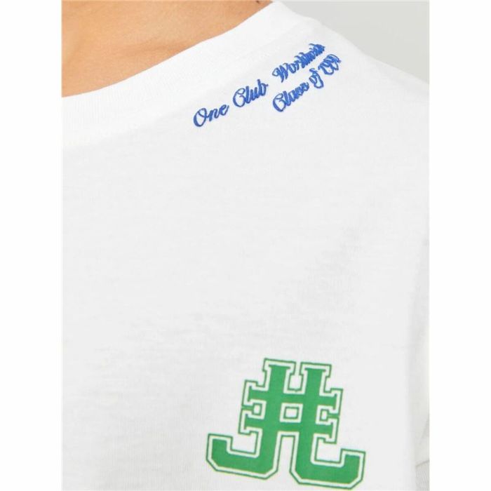 Camiseta de Manga Corta Infantil Jack & Jones Jorcole Back Print Blanco Verde 2