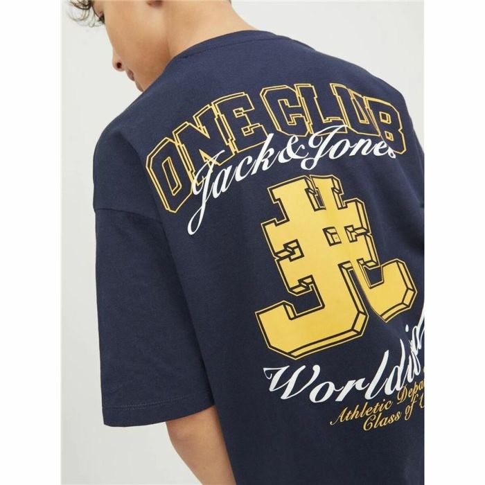 Camiseta de Manga Corta Infantil Jack & Jones Jorcole Back Print Azul marino 2