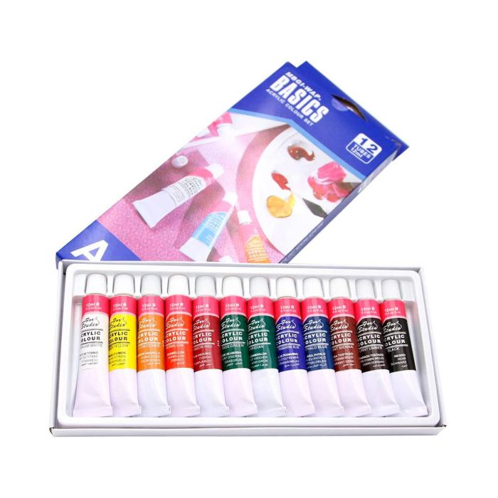 Pintura Acrilica Artist Caja Carton De 12 Colores Surtidos Tubo De 12 mL 2