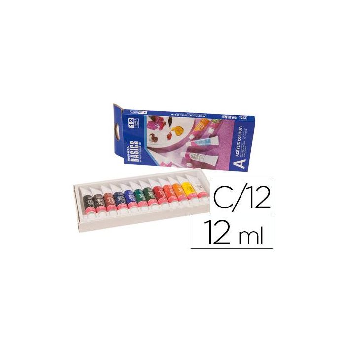 Pintura Acrilica Artist Caja Carton De 12 Colores Surtidos Tubo De 12 mL