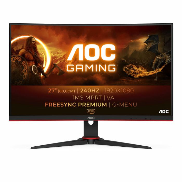 Monitor Gaming Curvo AOC C27G2ZE/BK 27"/ Full HD/ 1ms/ 240Hz/ VA/ Negro y Rojo