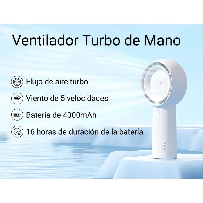 Jisulife FA43 Ventilador Portátil Life 5 Plus, Mano/Sobremesa, 5 Velocidades, Batería 4000 mAh, 15.5h Autonomía, USB-C 9 Jisulife FA43 Ventilador Portátil Life 5 Plus, Mano/Sobremesa, 5 Velocidades, Batería 4000 mAh, 15.5h Autonomía, USB-C 9