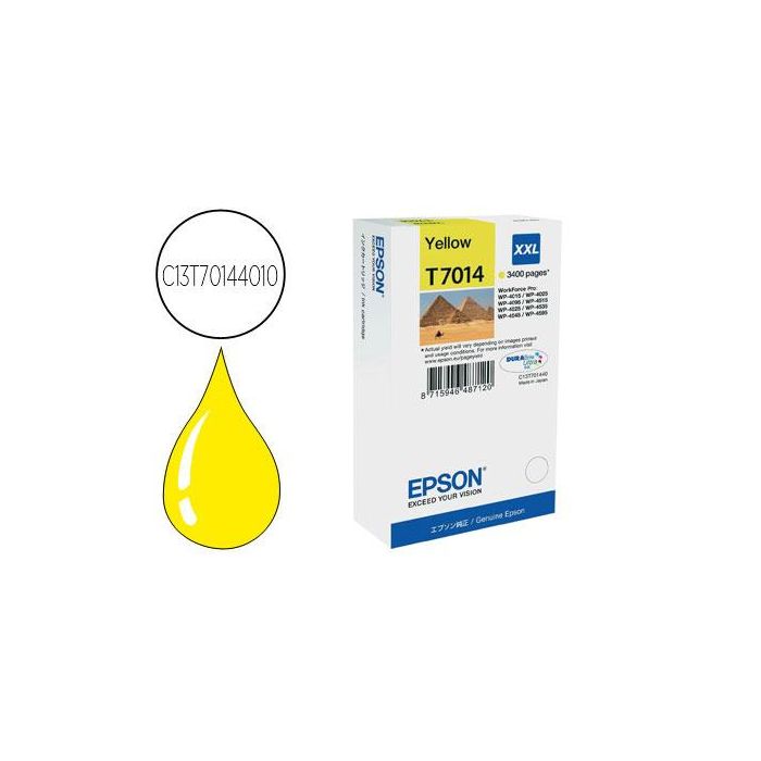 Ink-Jet Epson Stylus T7014 Amarillo XL Wp-4000 4500 Capacidad 3400 Pag