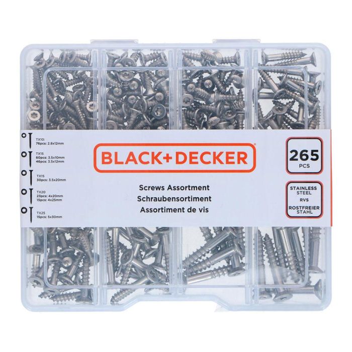 Surtido de tornillos torx 265 piezas black+decker