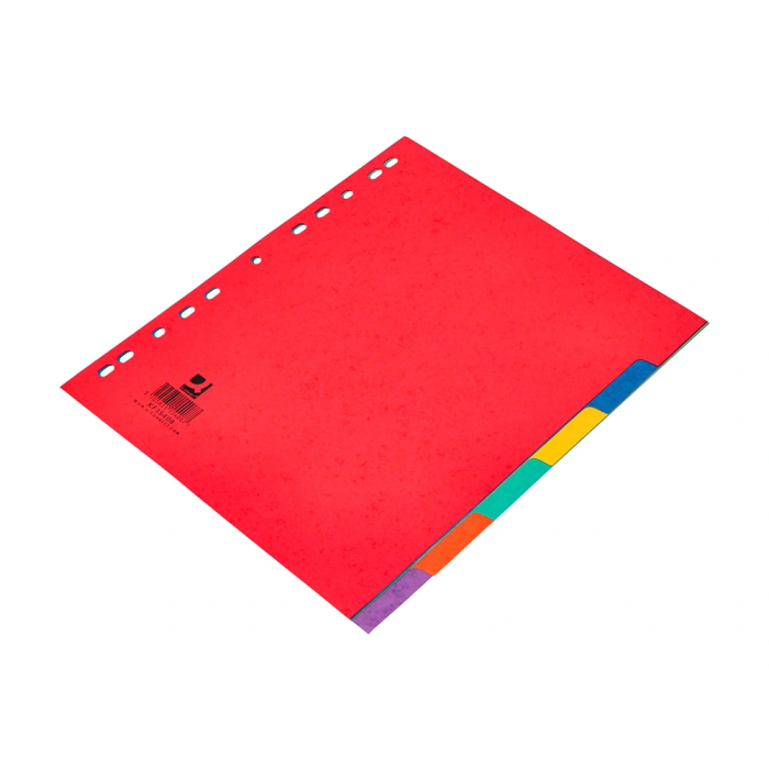 Q-connect Juego de 6 separadores cartulina brillo DIN A4+ multitaladro 5