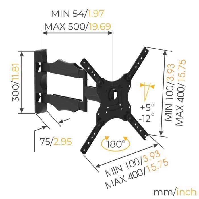 NANOOK Soporte de pared giratorio para televisores de 32 a 55 pulgadas - Inclinable - Soporte de pared para televisores LCD, LED, QLED y OLED 5 NANOOK Soporte de pared giratorio para televisores de 32 a 55 pulgadas - Inclinable - Soporte de pared para televisores LCD, LED, QLED y OLED 5