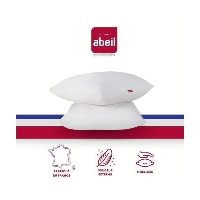 ABEIL Juego de 2 almohadas suaves - 60 x 60 cm - Blanco ABEIL Juego de 2 almohadas suaves - 60 x 60 cm - Blanco