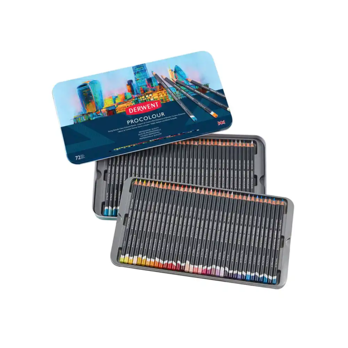 Derwent Lápices de Colores Procolour Caja Metálica de 72 Unidades, Colores Surtidos 1