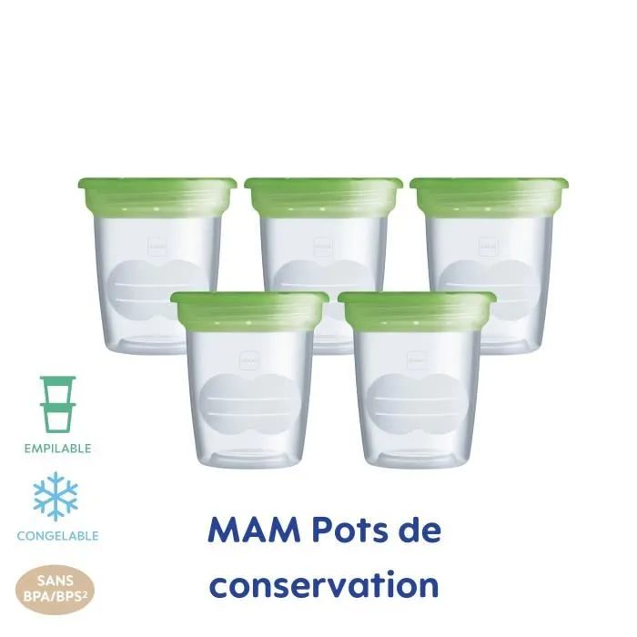 Mam Recipientes de Almacenamiento 120ml - Pack de 5 - Transparente 2 Mam Recipientes de Almacenamiento 120ml - Pack de 5 - Transparente 2