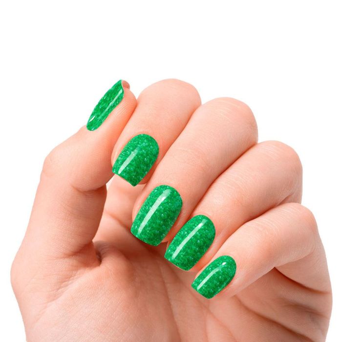 Nooves Láminas de Uñas de Gel Jade Glitter Glam Verde 20 Unidades