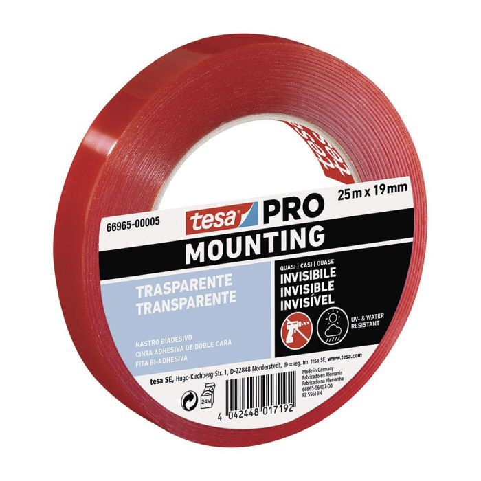 Cinta doble cara mounting pro transparente 25 m x 19 mm