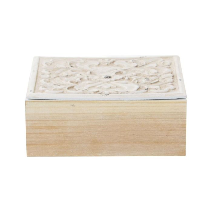 Juego de Cajas Decorativas Alexandra House Living Blanco Marrón Madera 2 Piezas 1