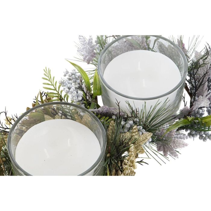 Vela Navidad Moderna DKD Home Decor Dorado Plateado 21.5 x 8.5 x 21.5 cm (2 Unidades) 1