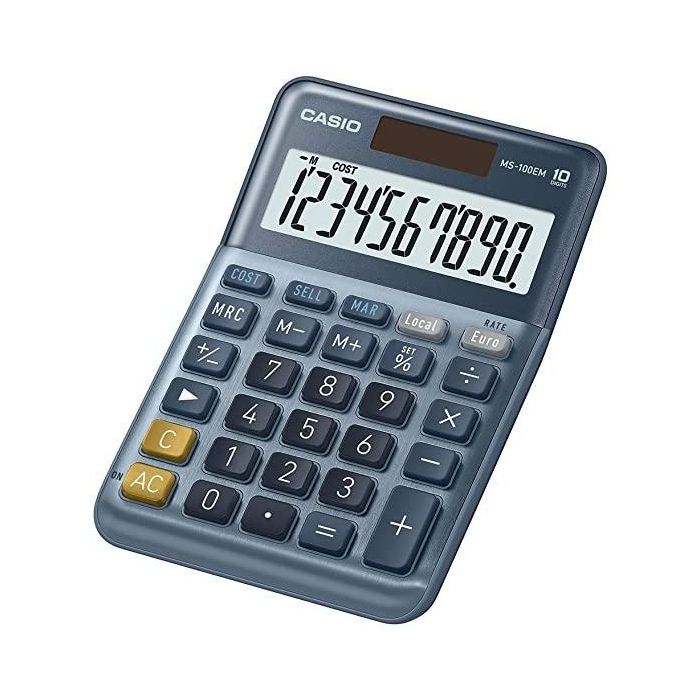 Casio Calculadora De Oficina Sobremesa Azul Ms-100Em