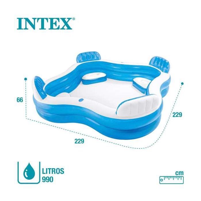Piscina hinchable con 4 asientos (capacidad 990 litros) 229x229x66 cm 2 Piscina hinchable con 4 asientos (capacidad 990 litros) 229x229x66 cm 2