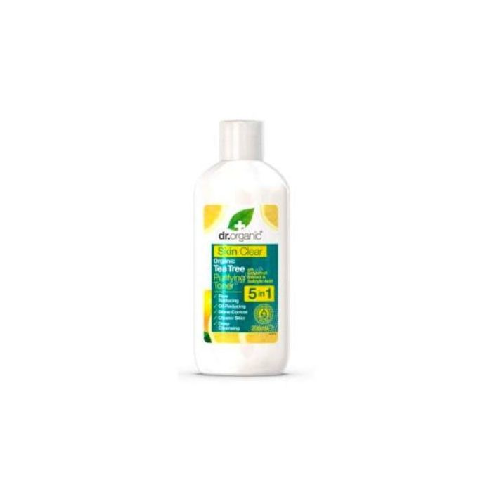 DR. ORGANIC Skin Clear Tónico Purificante 5 en 1 para Piel Grasa y Problemas con AHA y Ácido Salicílico 200ml