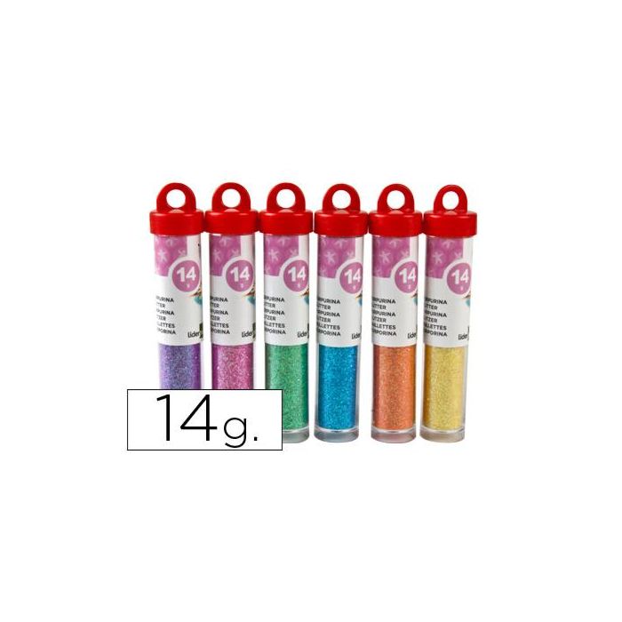 Purpurina Liderpapel Fantasia Colores Metalicos Pasteles Bote De 14 gr 24 unidades