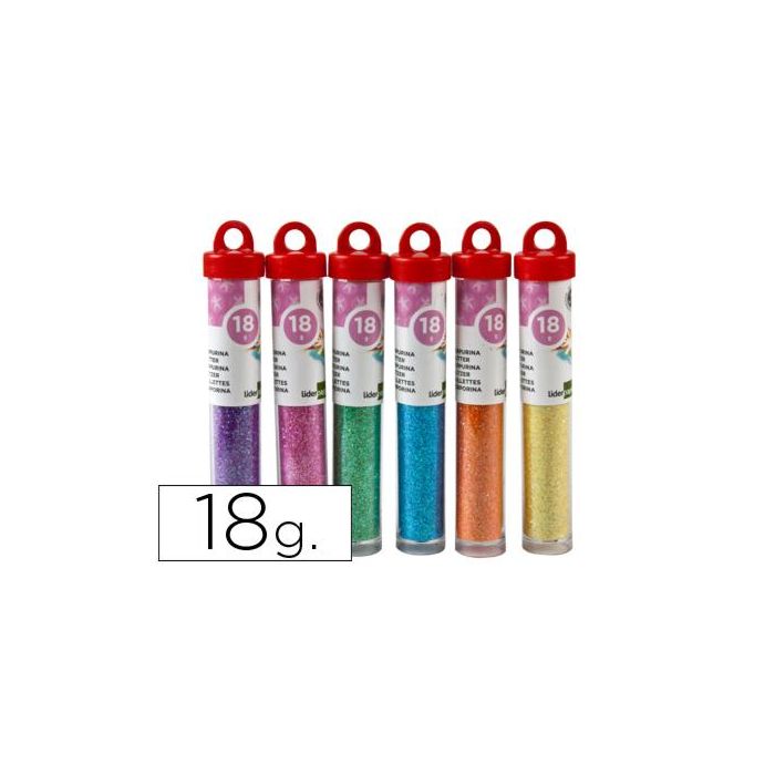 Purpurina Liderpapel Fantasia Colores Metalicos Pasteles Bote De 18 gr 24 unidades