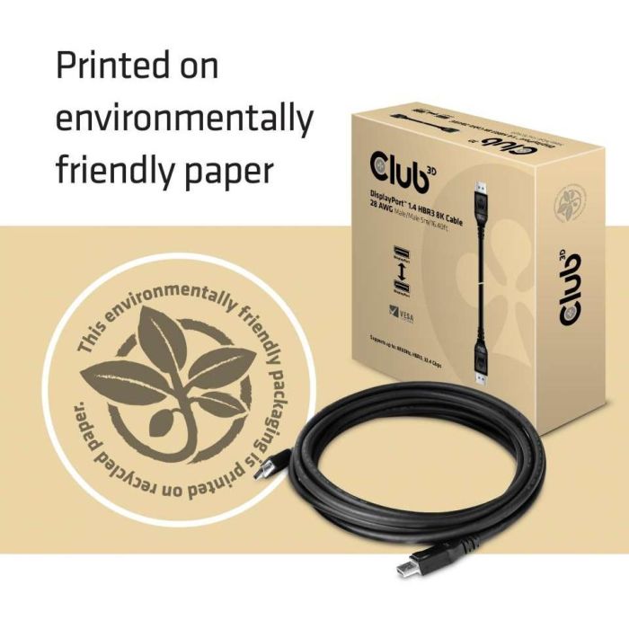 Club3D Cable DisplayPort 1.4 HBR3 8K60Hz Macho/Macho 5m - Soporta 32.4Gb/s, 7680x4320, 3D y HDCP 6 Club3D Cable DisplayPort 1.4 HBR3 8K60Hz Macho/Macho 5m - Soporta 32.4Gb/s, 7680x4320, 3D y HDCP 6