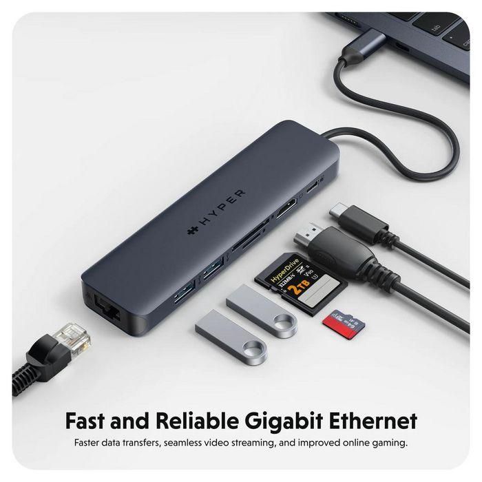 Hyper Hub USB-C a 2x USB-A, 1x USB-C, 1x HDMI 4K 60Hz, SD 312MB/s, MicroSD 312MB/s, Power Delivery 3.0 100W, 10Gbps 5 Hyper Hub USB-C a 2x USB-A, 1x USB-C, 1x HDMI 4K 60Hz, SD 312MB/s, MicroSD 312MB/s, Power Delivery 3.0 100W, 10Gbps 5