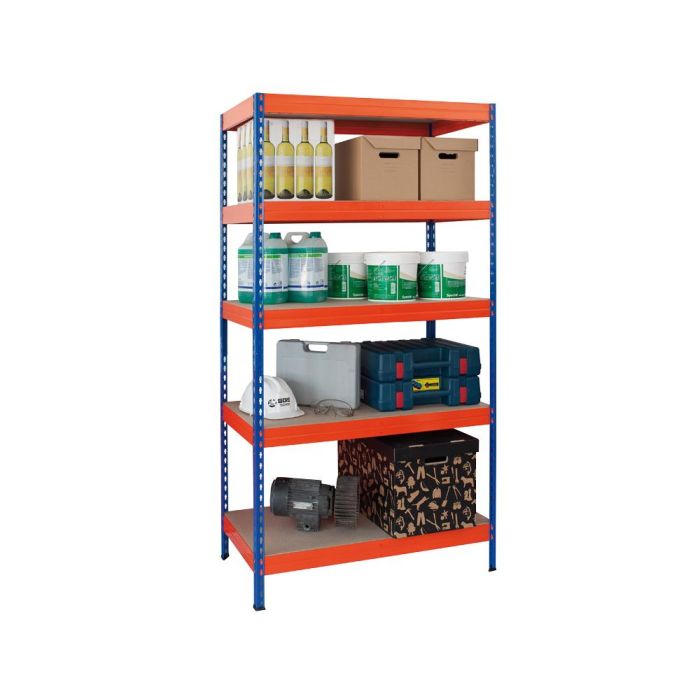 Estanteria Metalica Ar Storage 180x90X45 cm 5 Estantes 200 kg Por Estante Bandejas De Maderasin Tornillos Azul Naranja 1