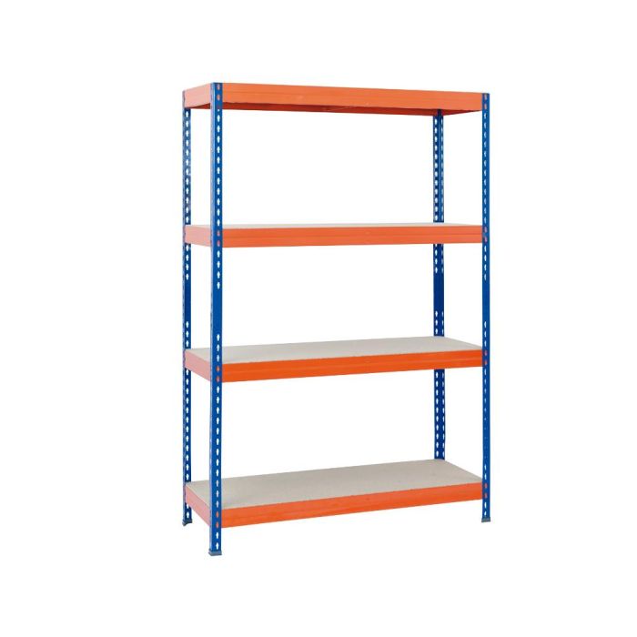 Estanteria Metalica Ar Storage 200x100X60 cm 4 Estantes 430 kg Por Estante Bandejas De Maderasin Tornillos Azul Naranja 1