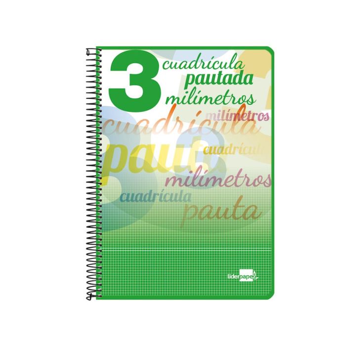 Cuaderno Espiral Liderpapel Folio Pautaguia Tapa Dura 80H 75 gr Cuadro Pautado 3 mmcon Margen Colores Surtidos 5 unidades 1