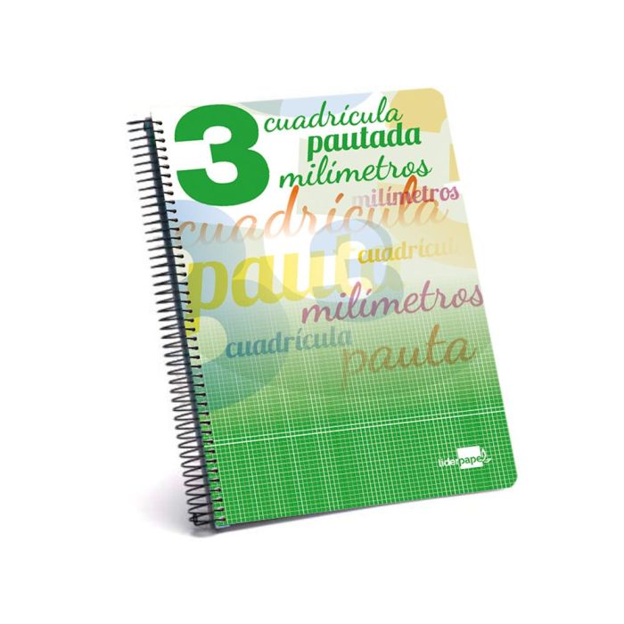 Cuaderno Espiral Liderpapel Folio Pautaguia Tapa Dura 80H 75 gr Cuadro Pautado 3 mmcon Margen Colores Surtidos 5 unidades 2