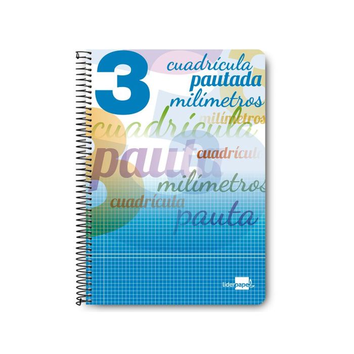 Cuaderno Espiral Liderpapel Folio Pautaguia Tapa Dura 80H 75 gr Cuadro Pautado 3 mmcon Margen Colores Surtidos 5 unidades 3